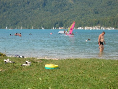 Windsurfen am Wolfgangsee, 2003 © Heinz Ramacher Erste Windsurfversuche