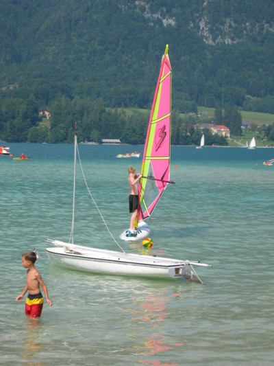 Windsurfen auf dem Wolfgangsee, 2004 © Heinz Ramacher Windsurfversuche 2004