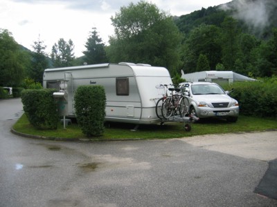 Unser Stellplatz auf dem Campingplatz Burgstaller in Döbriach, 2010 © Heinz Ramacher Stellplatz Burgstaller